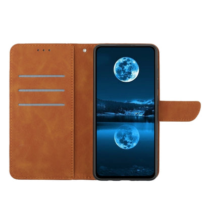 For Xiaomi POCO F5 5G Stitching Embossed Leather Phone Case(Brown) - Xiaomi Cases by buy2fix | Online Shopping UK | buy2fix