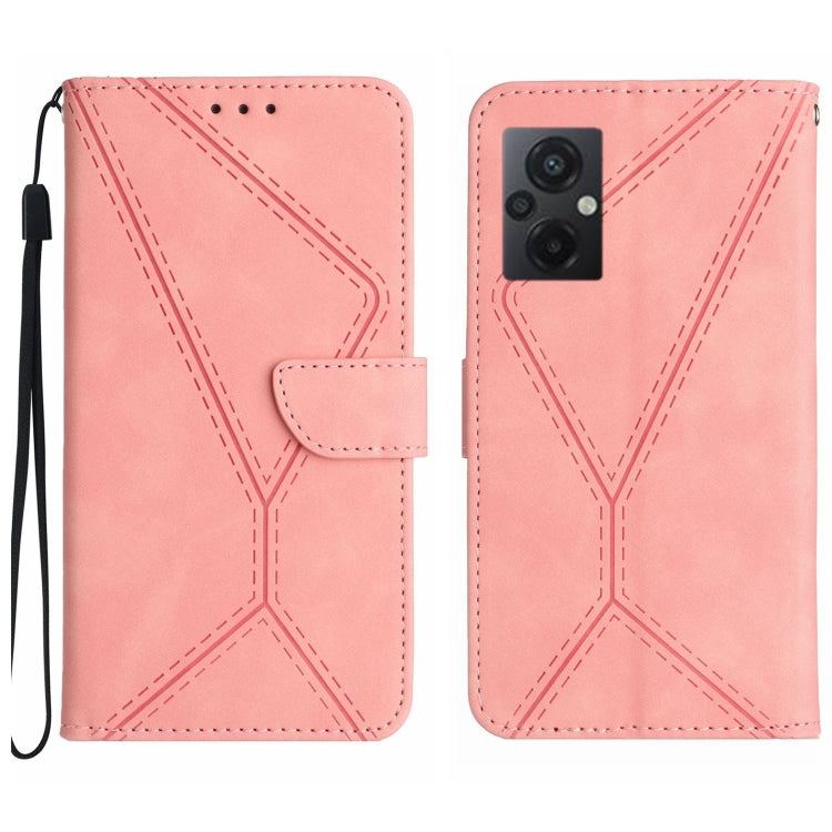 For Xiaomi POCO M5 / M4 5G Stitching Embossed Leather Phone Case(Pink) - Xiaomi Cases by buy2fix | Online Shopping UK | buy2fix