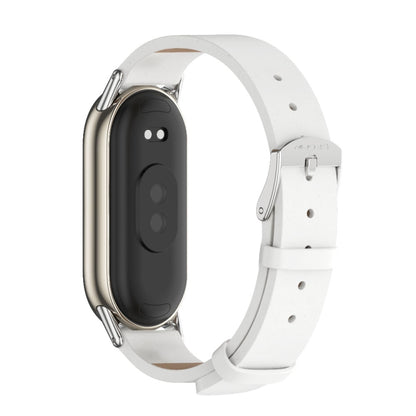 For Xiaomi Mi Band 8 / 9 / 9 NFC Mijobs Microfiber PU Leather Watch Band(White Silver) - Watch Bands by MIJOBS | Online Shopping UK | buy2fix