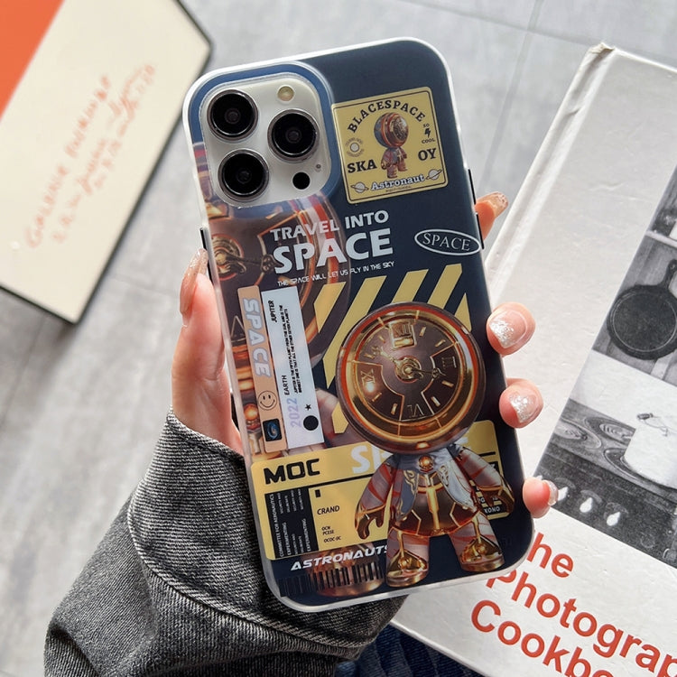 For iPhone 12 Pro Dual-side IMD Astronaut Frosted Phone Case(Black Gold) - iPhone 12 / 12 Pro Cases by buy2fix | Online Shopping UK | buy2fix