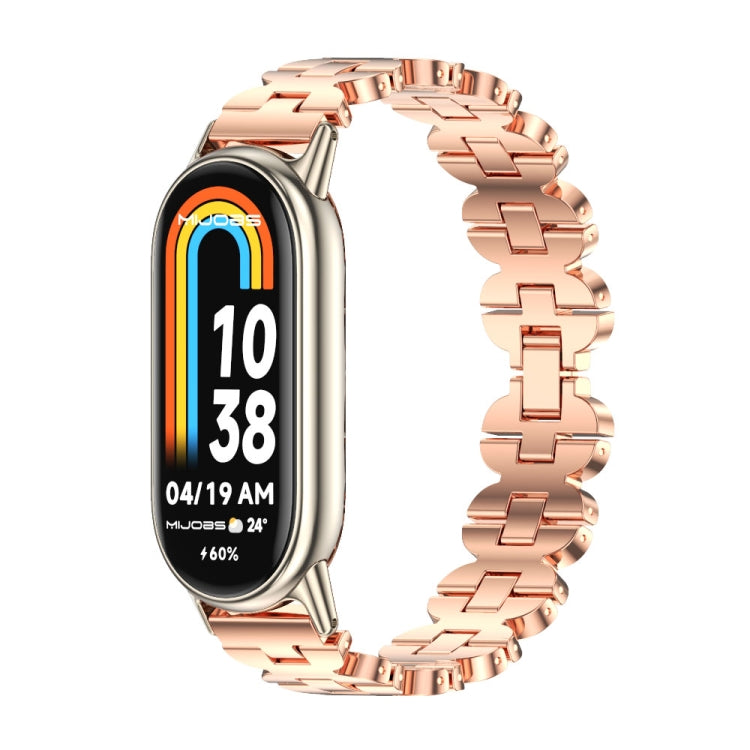 For Xiaomi Mi Band 8 / 9 / 9 NFC Mijobs Bone Chain Stainless Steel Watch Band(Rose Gold+Light Gold) - Watch Bands by MIJOBS | Online Shopping UK | buy2fix