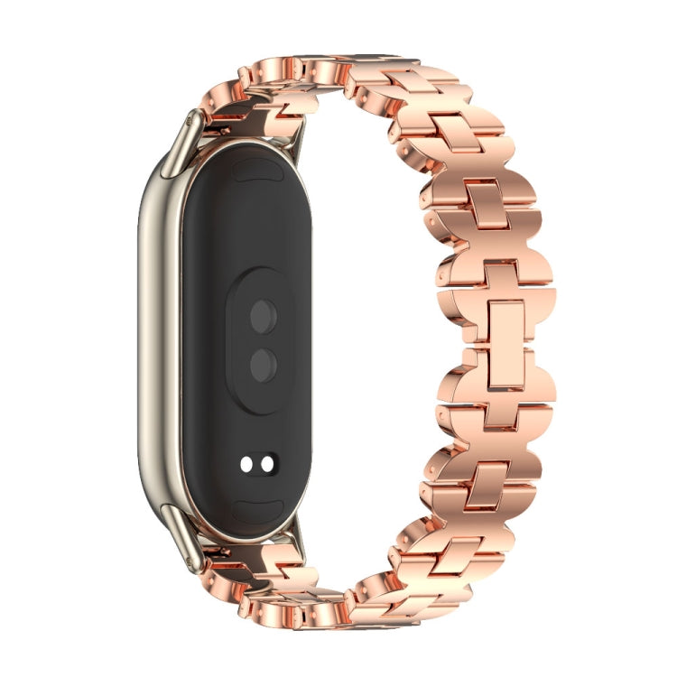 For Xiaomi Mi Band 8 / 9 / 9 NFC Mijobs Bone Chain Stainless Steel Watch Band(Rose Gold+Light Gold) - Watch Bands by MIJOBS | Online Shopping UK | buy2fix