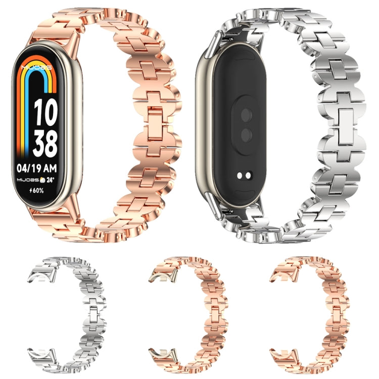 For Xiaomi Mi Band 8 / 9 / 9 NFC Mijobs Bone Chain Stainless Steel Watch Band(Rose Gold+Light Gold) - Watch Bands by MIJOBS | Online Shopping UK | buy2fix