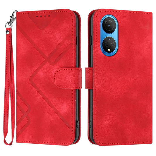 For Honor X7 4G/Play 30 Plus Line Pattern Skin Feel Leather Phone Case(Red) - Honor Cases by buy2fix | Online Shopping UK | buy2fix