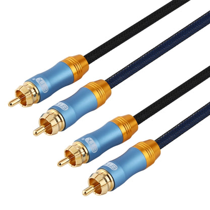 EMK 2 x RCA Male to 2 x RCA Male Gold Plated Connector Nylon Braid Coaxial Audio Cable for TV / Amplifier / Home Theater / DVD, Cable Length:2m(Dark Blue) - Audio Optical Cables by EMK | Online Shopping UK | buy2fix