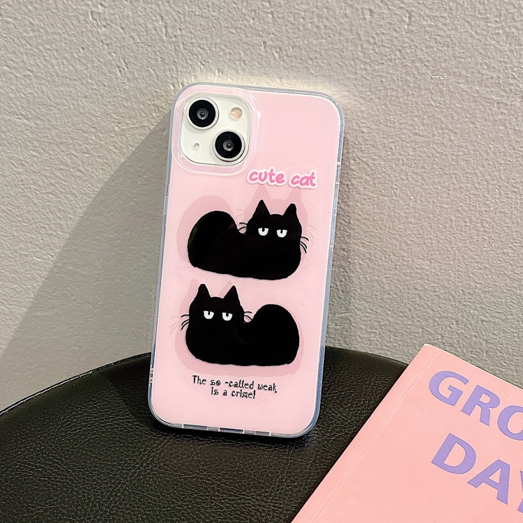 For iPhone 13 IMD Cute Animal Pattern Phone Case(Cat) - iPhone 13 Cases by buy2fix | Online Shopping UK | buy2fix