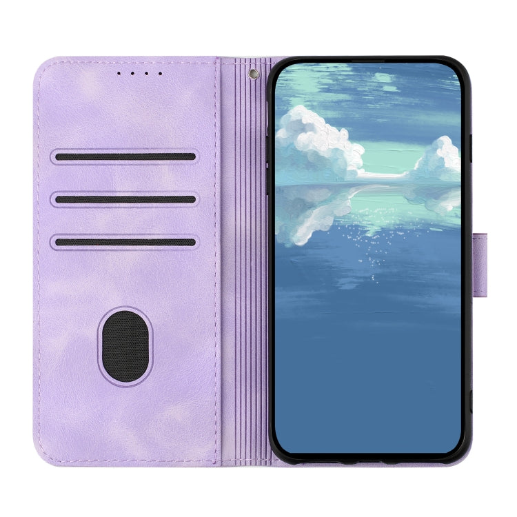 For Samsung Galaxy S22+ 5G Line Pattern Skin Feel Leather Phone Case(Light Purple) - Galaxy S22+ 5G Cases by buy2fix | Online Shopping UK | buy2fix