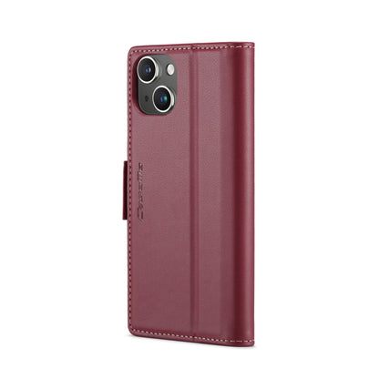 For iPhone 14 CaseMe 023 Butterfly Buckle Litchi Texture RFID Anti-theft Leather Phone Case(Wine Red) - iPhone 14 Cases by CaseMe | Online Shopping UK | buy2fix