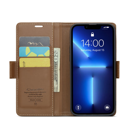 For iPhone 13 Pro Max CaseMe 023 Butterfly Buckle Litchi Texture RFID Anti-theft Leather Phone Case(Brown) - iPhone 13 Pro Max Cases by CaseMe | Online Shopping UK | buy2fix