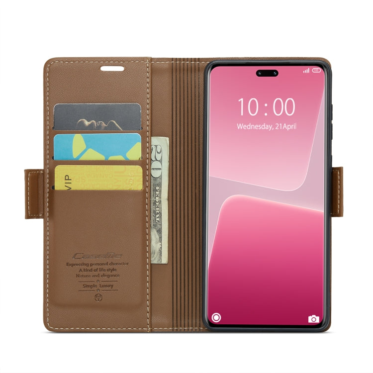 For Xiaomi 13 Lite CaseMe 023 Butterfly Buckle Litchi Texture RFID Anti-theft Leather Phone Case(Brown) - 13 Lite Cases by CaseMe | Online Shopping UK | buy2fix
