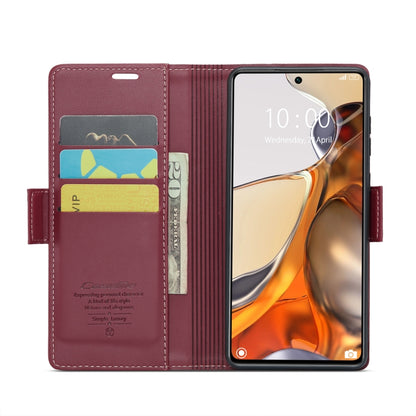 For Xiaomi 11T / 11T Pro CaseMe 023 Butterfly Buckle Litchi Texture RFID Anti-theft Leather Phone Case(Wine Red) - Xiaomi Cases by CaseMe | Online Shopping UK | buy2fix