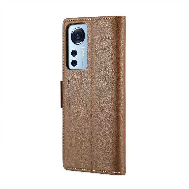 For Xiaomi 12 / 12X / 12S CaseMe 023 Butterfly Buckle Litchi Texture RFID Anti-theft Leather Phone Case(Brown) - 12 Cases by CaseMe | Online Shopping UK | buy2fix