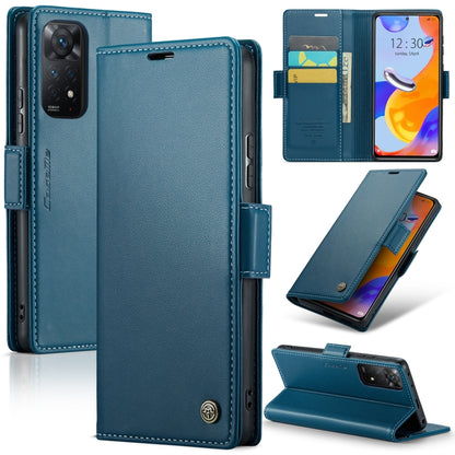 CaseMe 023 Butterfly Buckle Litchi Texture RFID Anti-theft Leather Phone Case For Xiaomi Redmi Note 11 Pro 5G Global/Redmi Note 11 Pro Global(Blue) - Redmi Note 11 Pro Case by CaseMe | Online Shopping UK | buy2fix