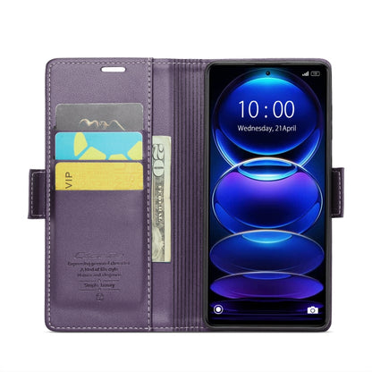 CaseMe 023 Butterfly Buckle Litchi Texture RFID Anti-theft Leather Phone Case For Xiaomi Poco X5 Pro 5G/Redmi Note 12 Pro 5G Global(Pearly Purple) - Xiaomi Cases by CaseMe | Online Shopping UK | buy2fix