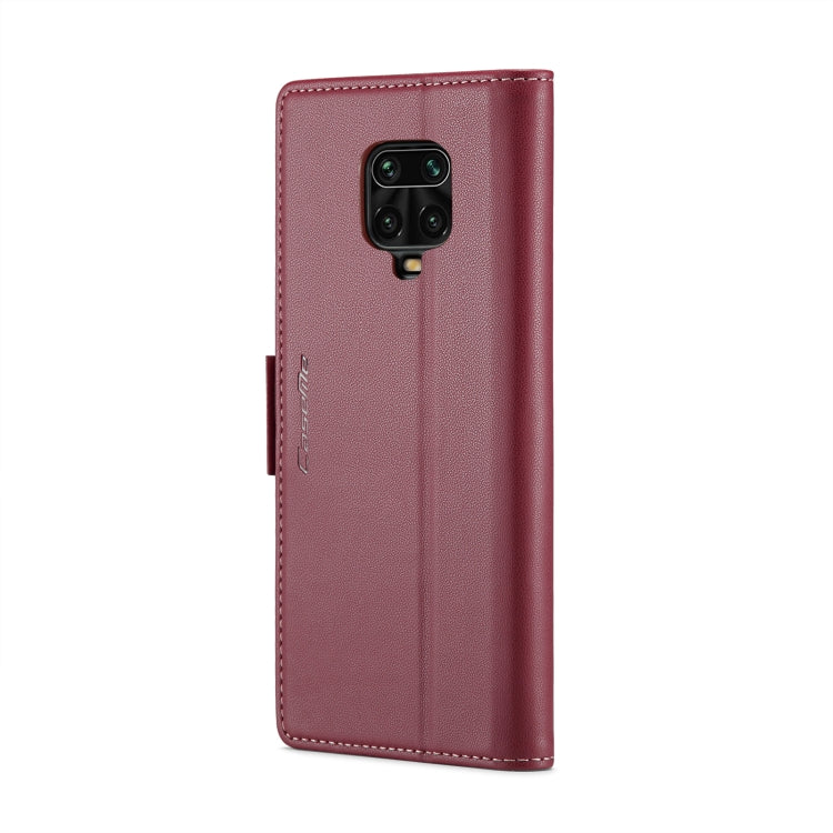 For Xiaomi Redmi Note 9S/Note 9 Pro/Note 9 Pro Max CaseMe 023 Butterfly Buckle Litchi Texture RFID Anti-theft Leather Phone Case(Wine Red) - Xiaomi Cases by CaseMe | Online Shopping UK | buy2fix