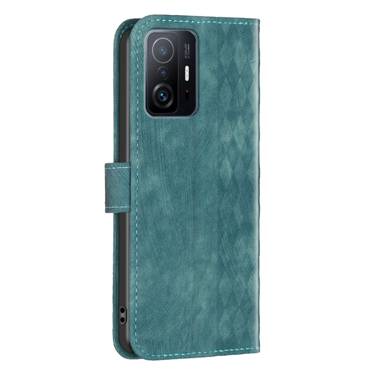 For Xiaomi 11T / 11T Pro Plaid Embossed Leather Phone Case(Green) - Xiaomi Cases by buy2fix | Online Shopping UK | buy2fix