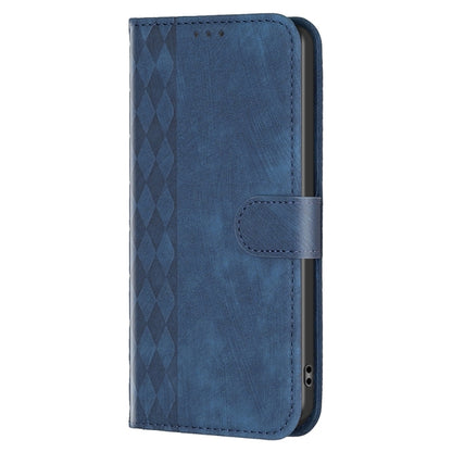 For Xiaomi 12T / 12T Pro Plaid Embossed Leather Phone Case(Blue) - Xiaomi Cases by buy2fix | Online Shopping UK | buy2fix