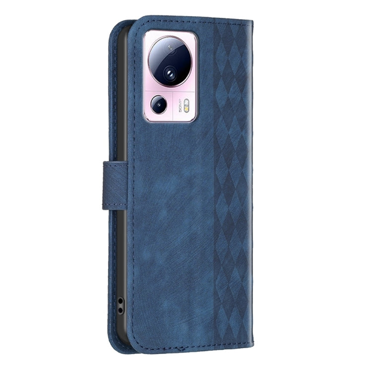 For Xiaomi 13 Lite 5G / Civi 2 Plaid Embossed Leather Phone Case(Blue) - 13 Lite Cases by buy2fix | Online Shopping UK | buy2fix