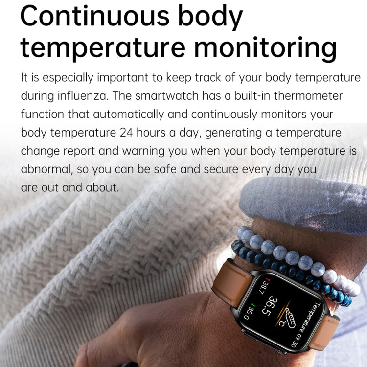 TK12 1.96 inch IP67 Waterproof Silicone Band Smart Watch Supports ECG / Remote Families Care / Bluetooth Call / Body Temperature Monitoring(Black) - Smart Watches by buy2fix | Online Shopping UK | buy2fix