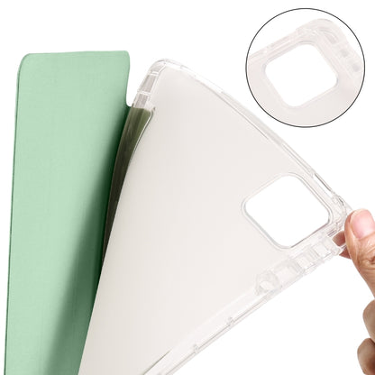For Xiaomi Pad 6 / 6 Pro 3-fold Clear TPU Smart Leather Tablet Case with Pen Slot(Green) -  by buy2fix | Online Shopping UK | buy2fix