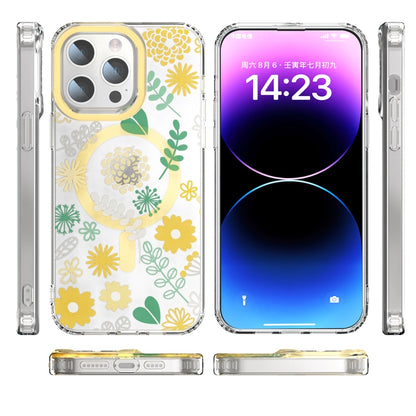 For iPhone 14 Pro MagSafe Magnetic TPU Phone Case(Yellow Chrysanthemum) - iPhone 14 Pro Cases by buy2fix | Online Shopping UK | buy2fix