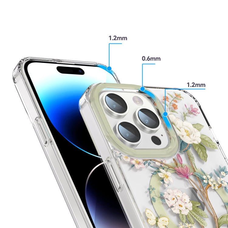 For iPhone 14 Pro MagSafe Magnetic TPU Phone Case(Blue Hydrangea Ball) - iPhone 14 Pro Cases by buy2fix | Online Shopping UK | buy2fix