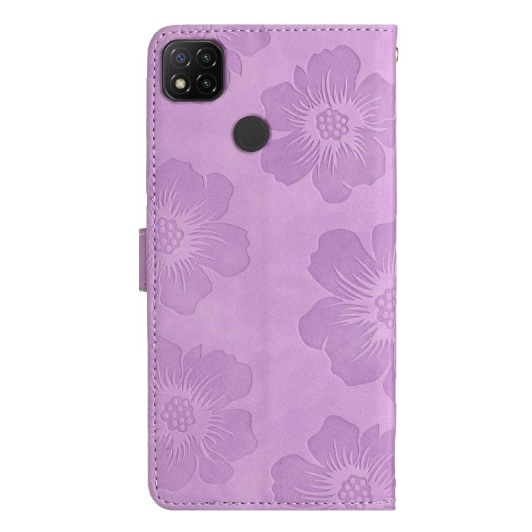 For Xiaomi Redmi 9C Flower Embossing Pattern Leather Phone Case(Purple) - Xiaomi Cases by buy2fix | Online Shopping UK | buy2fix