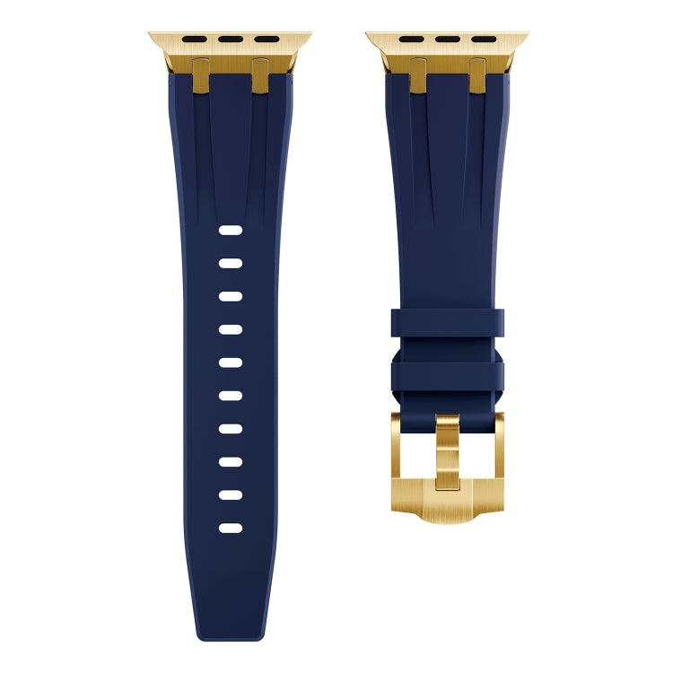 AP Silicone Watch Band For Apple Watch 9 41mm(Gold Blue) - Watch Bands by buy2fix | Online Shopping UK | buy2fix