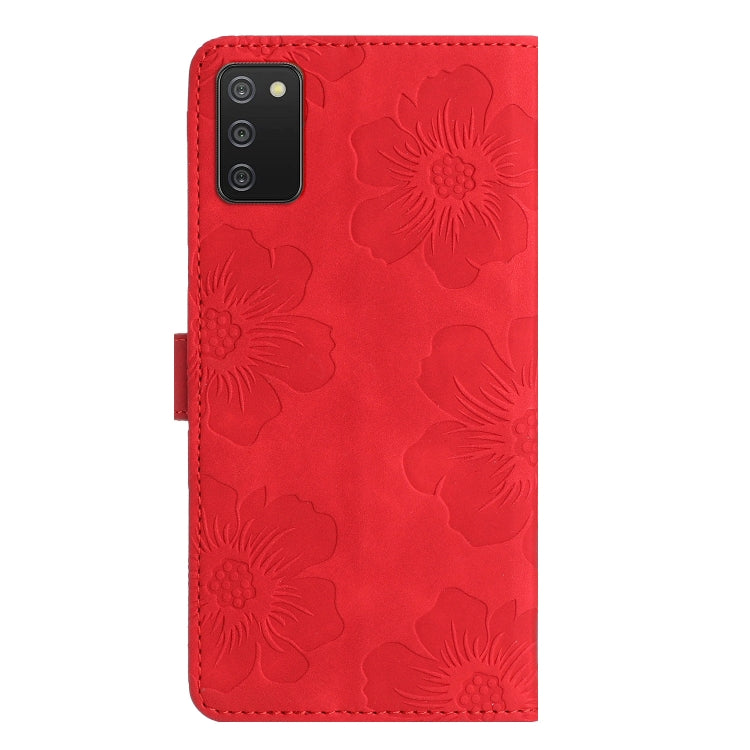 For Samsung Galaxy A02s / F02s 164 Flower Embossing Pattern Leather Phone Case(Red) - Galaxy Phone Cases by buy2fix | Online Shopping UK | buy2fix