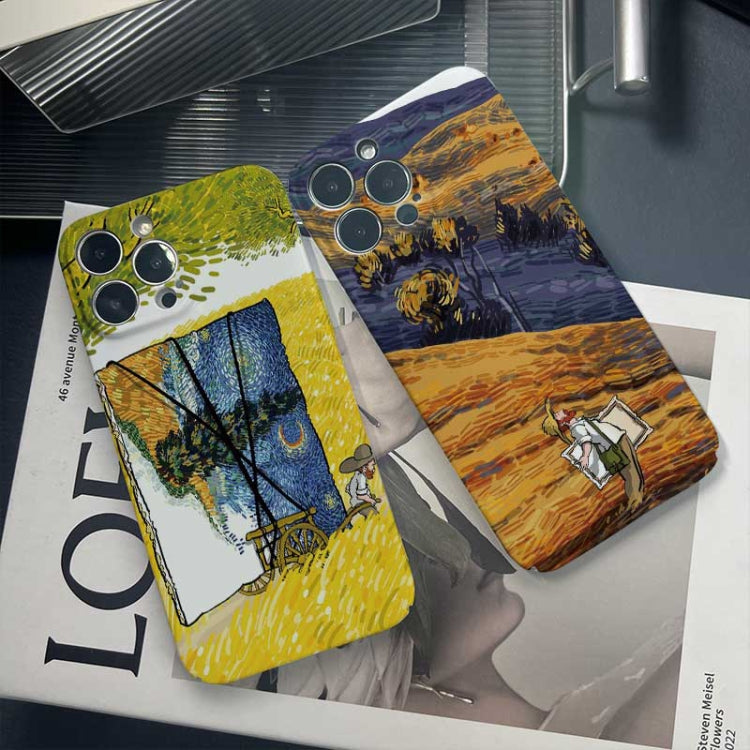 For iPhone 12 Precise Hole Oil Painting Pattern PC Phone Case(Evening Breeze) - iPhone 12 / 12 Pro Cases by buy2fix | Online Shopping UK | buy2fix