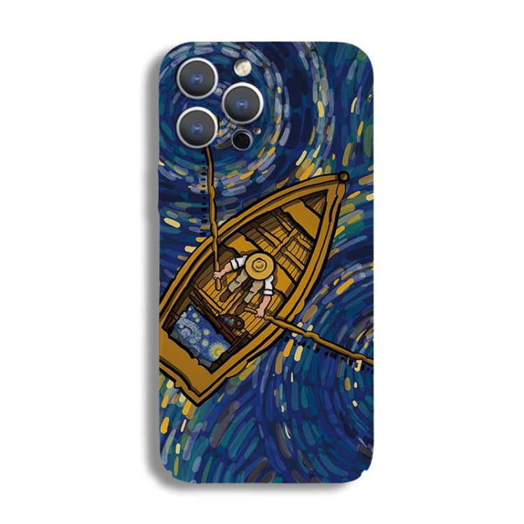 For iPhone 11 Pro Precise Hole Oil Painting Pattern PC Phone Case(Boating) - iPhone 11 Pro Cases by buy2fix | Online Shopping UK | buy2fix