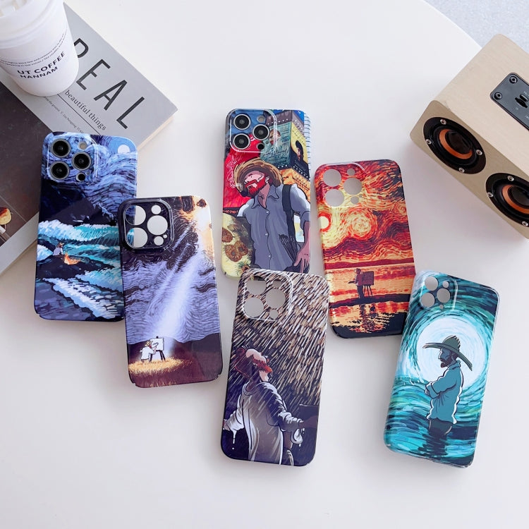 For iPhone 14 Pro Precise Hole Oil Painting Pattern PC Phone Case(Rain) - iPhone 14 Pro Cases by buy2fix | Online Shopping UK | buy2fix