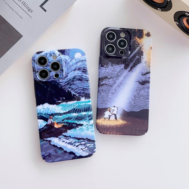 For iPhone 14 Pro Precise Hole Oil Painting Pattern PC Phone Case(Shine) - iPhone 14 Pro Cases by buy2fix | Online Shopping UK | buy2fix