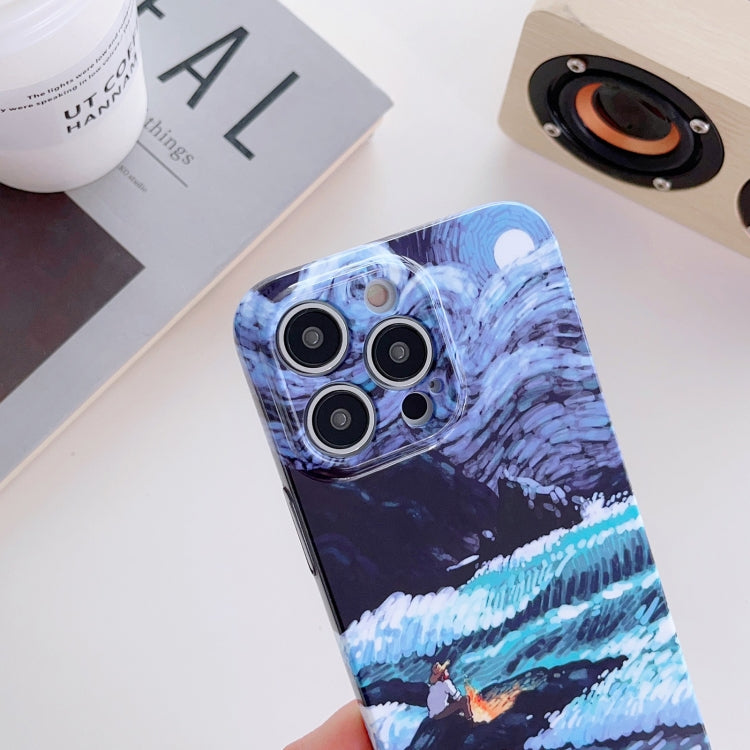 For iPhone 11 Precise Hole Oil Painting Pattern PC Phone Case(Sea Wave) - iPhone 11 Cases by buy2fix | Online Shopping UK | buy2fix