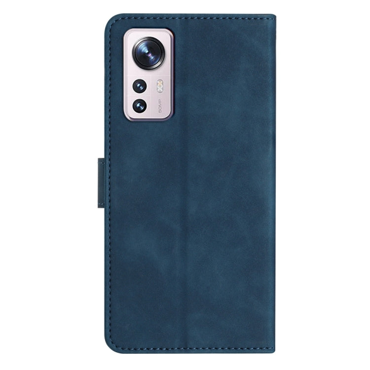 For Xiaomi 12 Pro Seven Butterflies Embossed Leather Phone Case(Blue) - 12 Pro Cases by buy2fix | Online Shopping UK | buy2fix