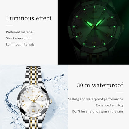 OLEVS 9931 Women Butterfly Buckle Luminous Waterproof Quartz Watch(White + Gold) - Metal Strap Watches by OLEVS | Online Shopping UK | buy2fix
