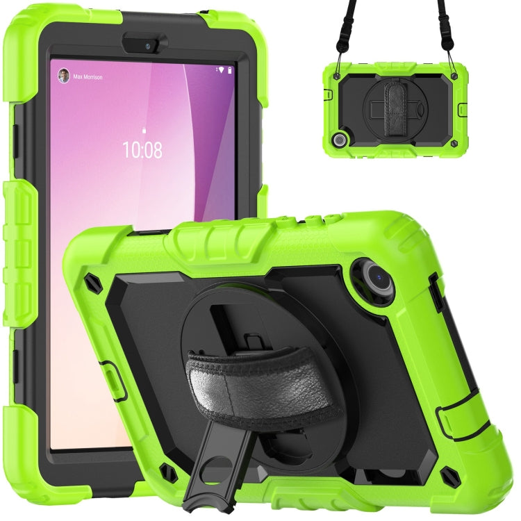 For Lenovo Tab M8 4th Gen Silicone Hybrid PC Tablet Case with Shoulder Strap(Yellow Green) - For Lenovo by buy2fix | Online Shopping UK | buy2fix