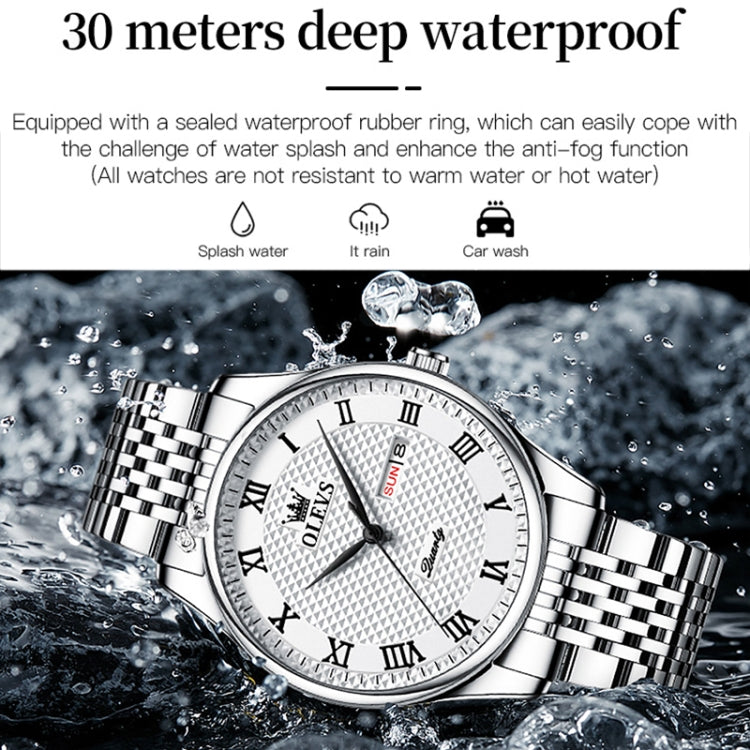 OLEVS 5562 Men Multifunctional Business Waterproof Quartz Watch(White) - Metal Strap Watches by OLEVS | Online Shopping UK | buy2fix