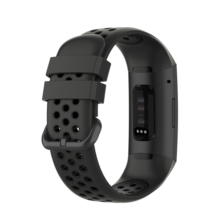 For Fitbit Charge 4 / Charge 3 / Charge 3 SE Watch Button Two Colors Silicone Replacement Strap Watchband(Coal Black + Black) - Smart Wear by buy2fix | Online Shopping UK | buy2fix