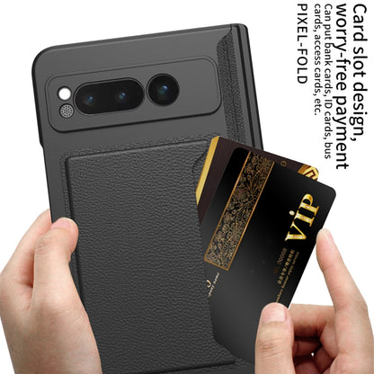 For Google Pixel Fold GKK Integrated Fold Hinge Full Coverage Phone Case with Card Bag(Carbon Fibre Black) - Google Cases by GKK | Online Shopping UK | buy2fix