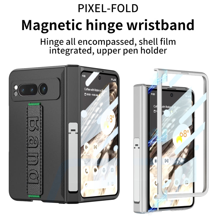 For Google Pixel Fold GKK Integrated Fold Hinge Full Coverage Phone Case with Wrist Strap(White) - Google Cases by GKK | Online Shopping UK | buy2fix