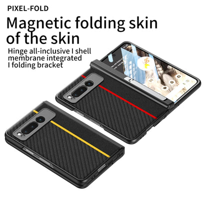 For Google Pixel Fold GKK Integrated Contrast Color Fold Hinge Leather Phone Case with Holder(Blue) - Google Cases by GKK | Online Shopping UK | buy2fix