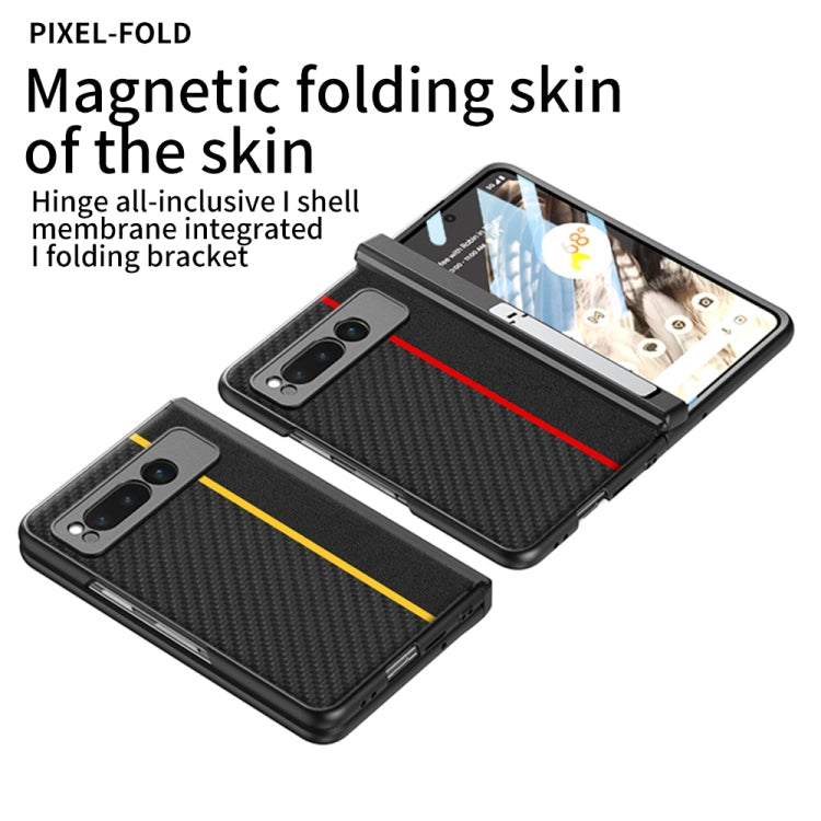 For Google Pixel Fold GKK Integrated Contrast Color Fold Hinge Leather Phone Case with Holder(Yellow) - Google Cases by GKK | Online Shopping UK | buy2fix