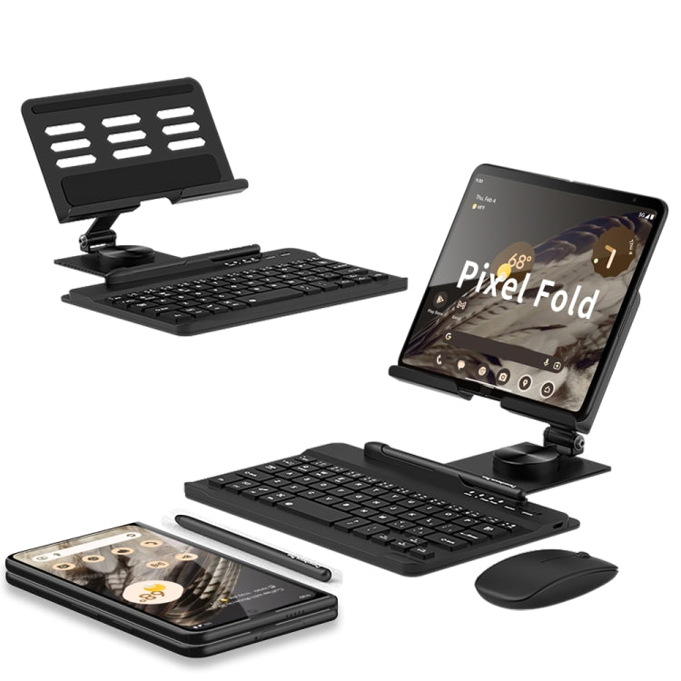 For Google Pixel Fold GKK Folding Bluetooth Keyboard + Holder + Pen + Mouse(Black) - Google Cases by GKK | Online Shopping UK | buy2fix