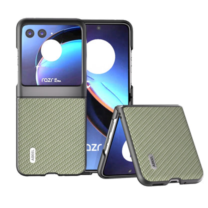 For Motorola Razr 40 Ultra ABEEL Carbon Fiber Texture Protective Phone Case(Green) - Motorola Cases by buy2fix | Online Shopping UK | buy2fix