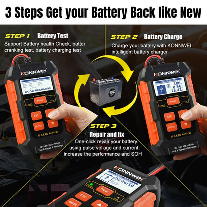 KONNWEI KW520 12V / 24V 3 in 1 Car Battery Tester with Detection & Repair & Charging Function(US Plug) - Code Readers & Scan Tools by KONNWEI | Online Shopping UK | buy2fix