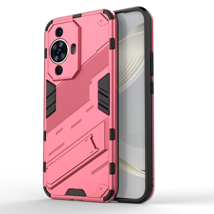 For Huawei nova 11 4G Punk Armor 2 in 1 PC + TPU Phone Case with Holder(Light Red) - Huawei Cases by buy2fix | Online Shopping UK | buy2fix