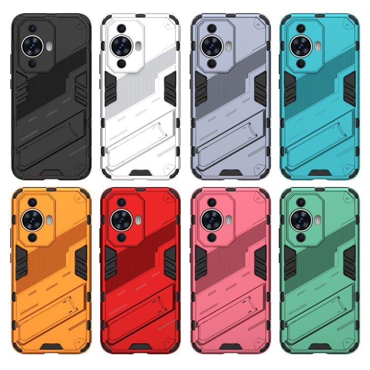 For Huawei nova 11 4G Punk Armor 2 in 1 PC + TPU Phone Case with Holder(Light Red) - Huawei Cases by buy2fix | Online Shopping UK | buy2fix