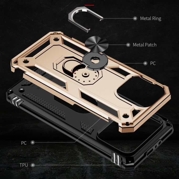 For iPhone 15 Pro Shockproof TPU + PC Phone Case with Holder(Gold) - iPhone 15 Pro Cases by buy2fix | Online Shopping UK | buy2fix