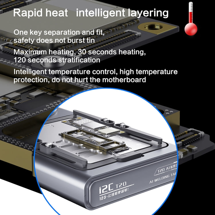 i2C T20 Intelligent Motherboard Middle Layered Heating Platform For iPhone X-14 Series, Plug:US - Repair Platform by i2C | Online Shopping UK | buy2fix